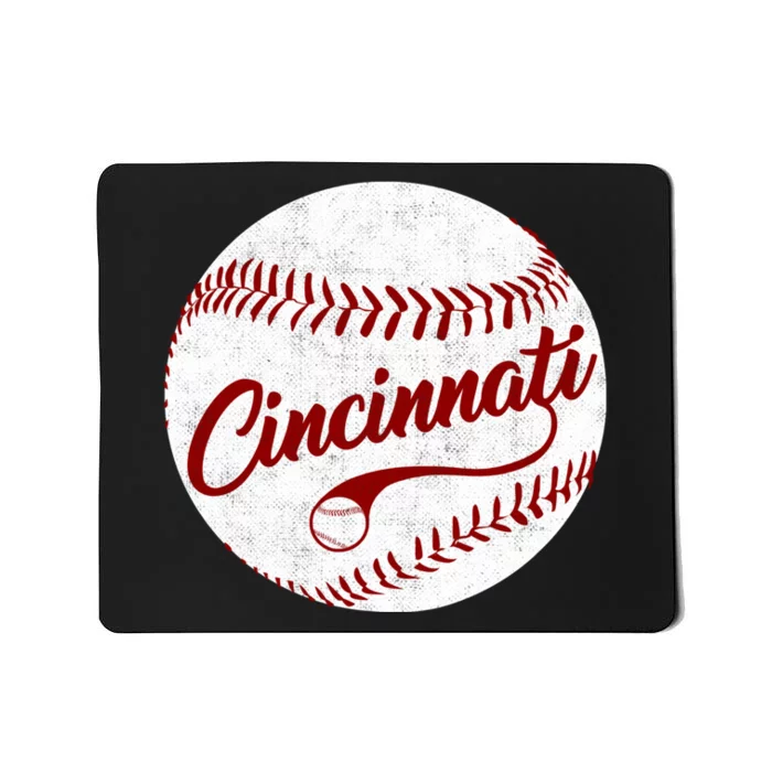 Baseball Cincinnati Vintage Ball Red Seam National Pastime Mousepad