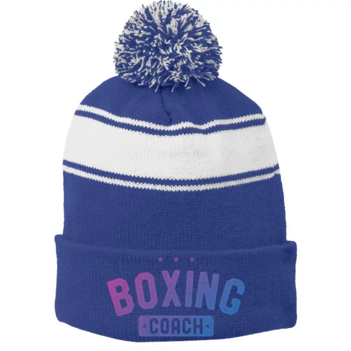 Boxing Coach Vintage Boxing Gift Stripe Pom Pom Beanie