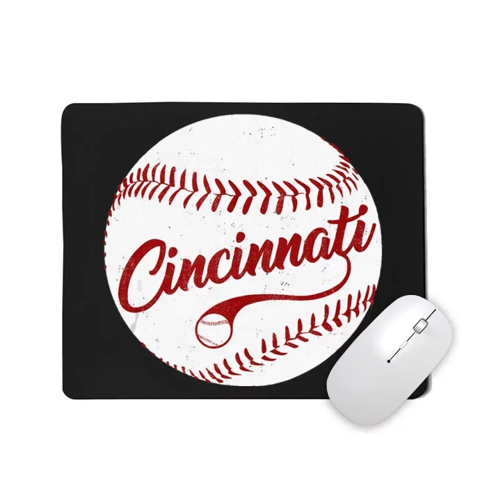 Baseball Cincinnati Vintage Ball Red Seam National Pastime Mousepad