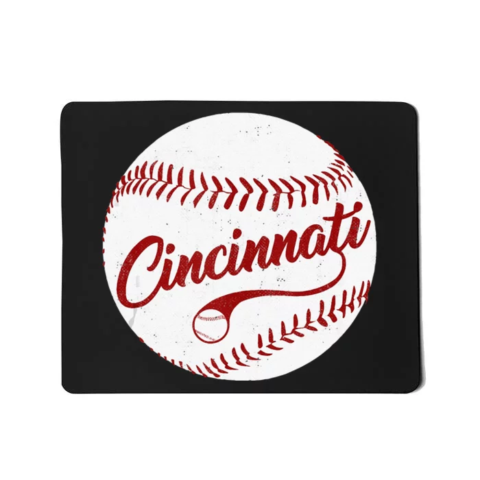 Baseball Cincinnati Vintage Ball Red Seam National Pastime Mousepad