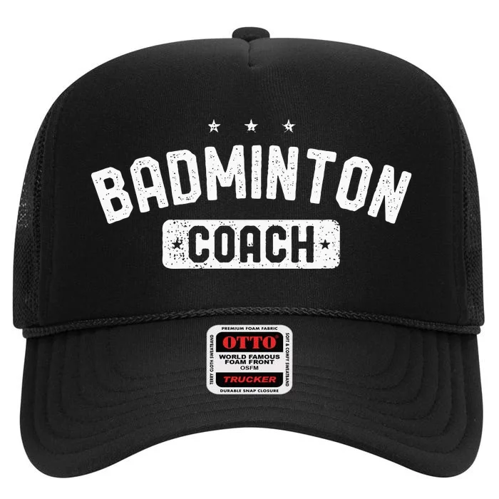 Badminton Coach Vintage Badminton High Crown Mesh Trucker Hat