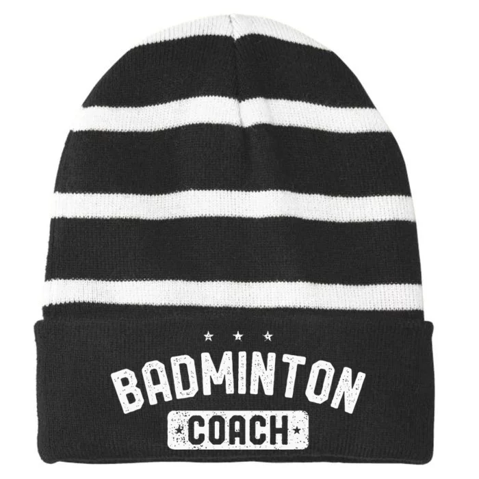 Badminton Coach Vintage Badminton Striped Beanie with Solid Band