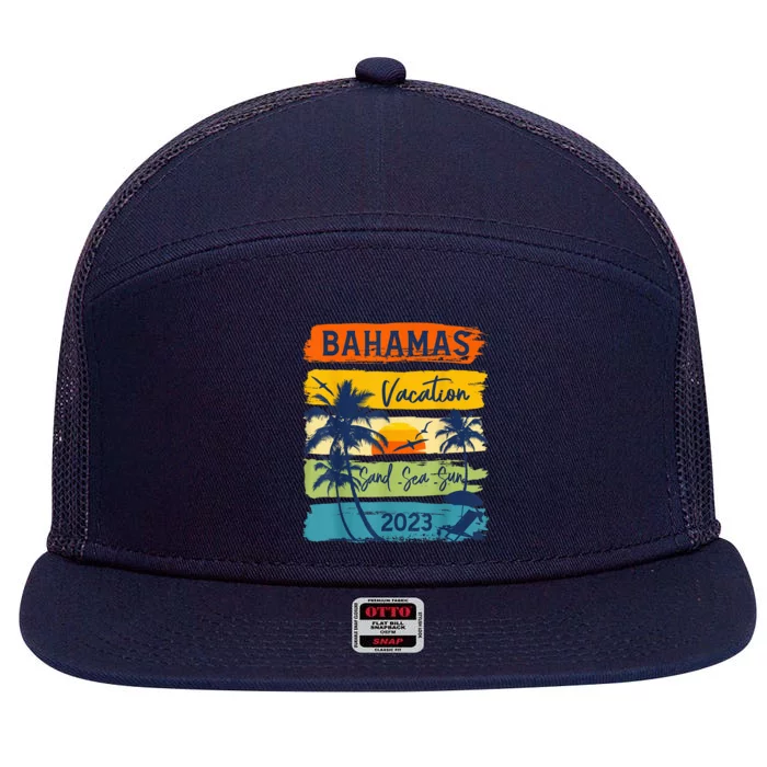 Bahamas Caribe Vacation Happy Family Group Summer 7 Panel Mesh Trucker Snapback Hat