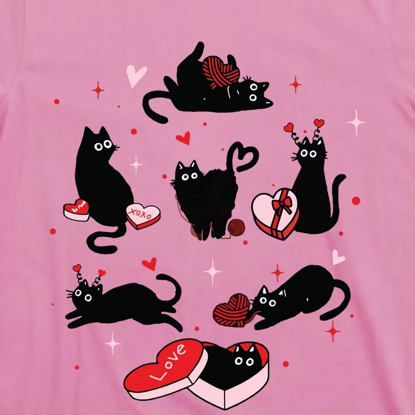 Black Cat Valentine Shirts Cat Valentines Day Cat Mom Valentines T-Shirt