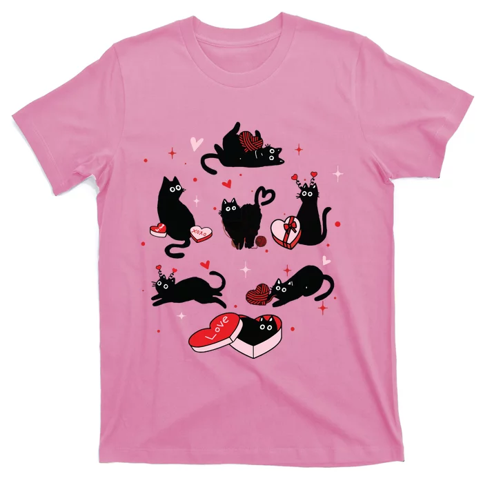 Black Cat Valentine Shirts Cat Valentines Day Cat Mom Valentines T-Shirt