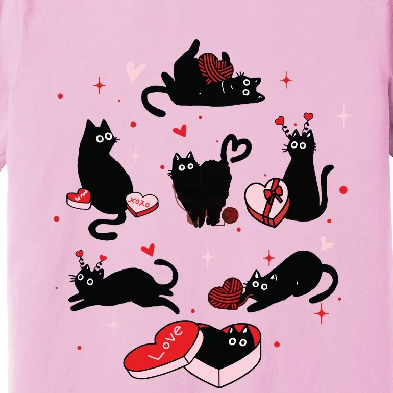 Black Cat Valentine Shirts Cat Valentines Day Cat Mom Valentines Premium T-Shirt