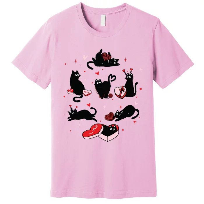 Black Cat Valentine Shirts Cat Valentines Day Cat Mom Valentines Premium T-Shirt