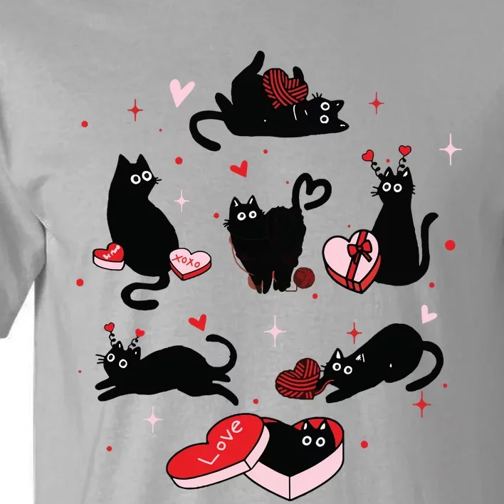 Black Cat Valentine Shirts Cat Valentines Day Cat Mom Valentines Tall T-Shirt