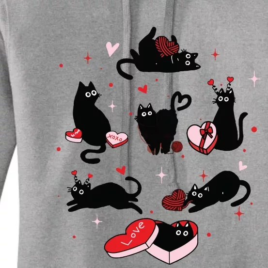 Black Cat Valentine Shirts Cat Valentines Day Cat Mom Valentines Women's Pullover Hoodie