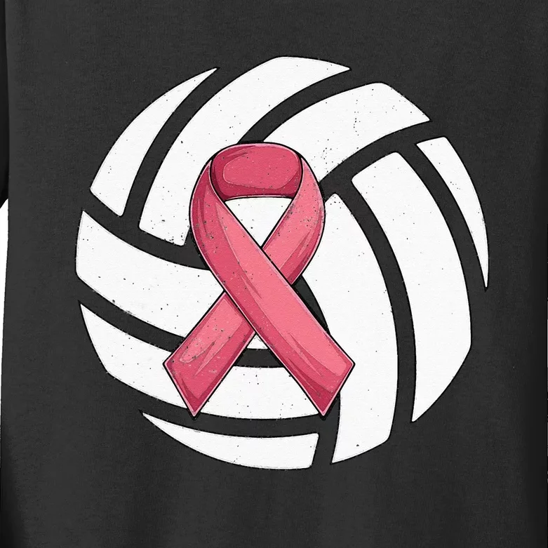 Breast Cancer Volleyball Pink Ribbon Awareness Costume Kids Long Sleeve Shirt