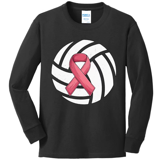 Breast Cancer Volleyball Pink Ribbon Awareness Costume Kids Long Sleeve Shirt