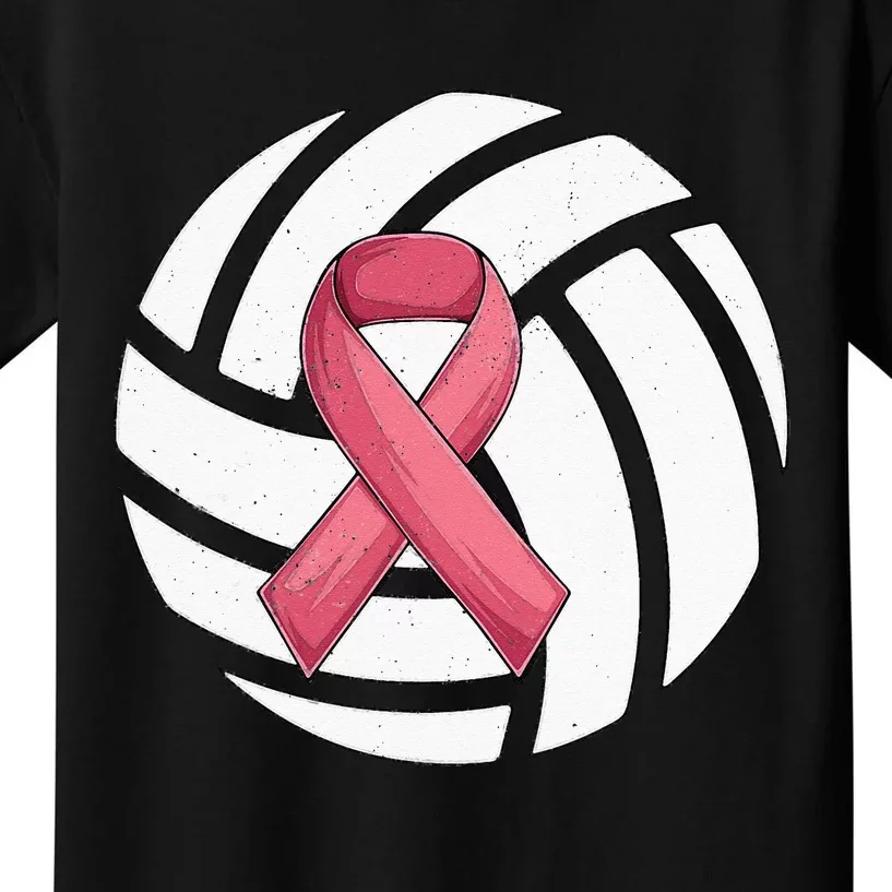 Breast Cancer Volleyball Pink Ribbon Awareness Costume Kids T-Shirt