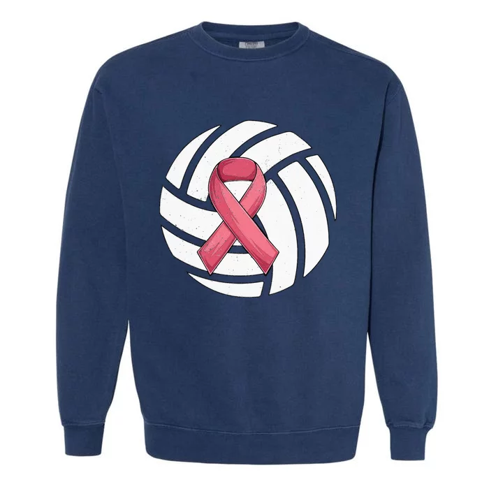 Breast Cancer Volleyball Pink Ribbon Awareness Costume Garment-Dyed Sweatshirt