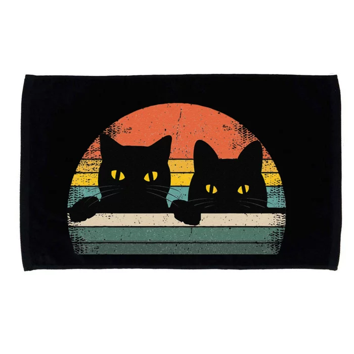 Black Cat Vintage Retro Style Cats Lover Gift Microfiber Hand Towel