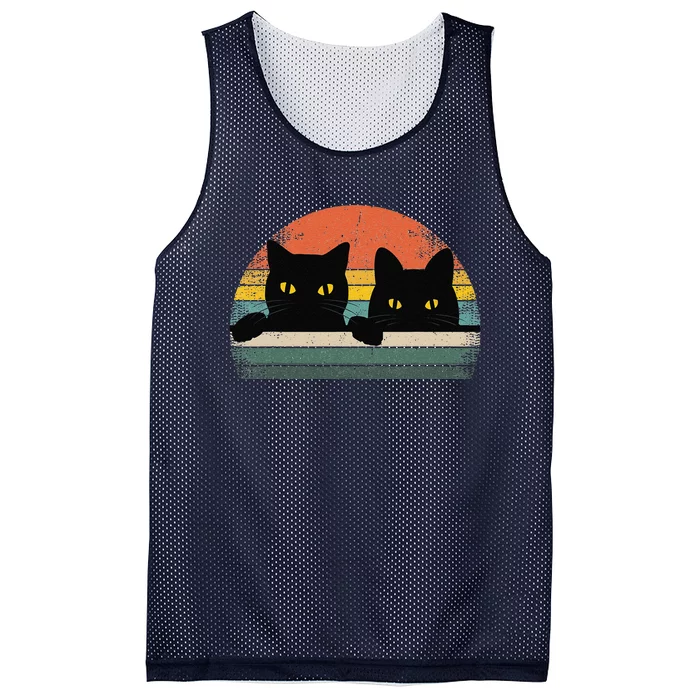 Black Cat Vintage Retro Style Cats Lover Gift Mesh Reversible Basketball Jersey Tank