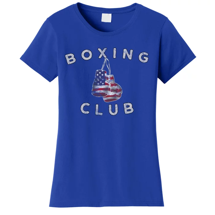 Boxing Club Vintage Us Flag Boxing Gloves Funny Gift Funny Gift Women's T-Shirt