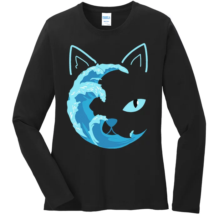 Blue Cats Wave For Kamala Funny Blue Wave Of Cat Ladies Gift Ladies Long Sleeve Shirt