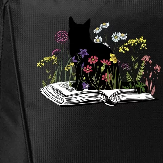 Black Cat With Flowers Book Retro Meaningful Gift City Backpack