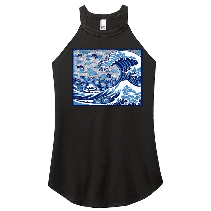 Blue Cats Wave For Kamala Funny Cat Ladies Wave Of Blue Design Women’s Perfect Tri Rocker Tank