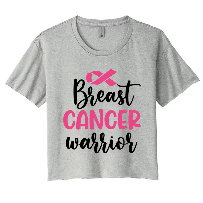 Breast Cancer Warrior Pink Ribbon Breast Cancer Women's Crop Top Tee