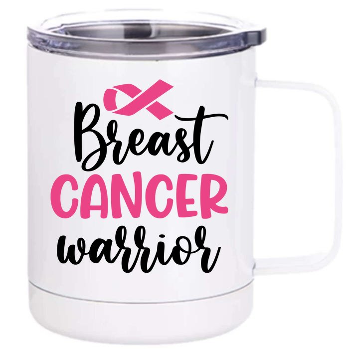 Breast Cancer Warrior Pink Ribbon Breast Cancer Front & Back 12oz Stainless Steel Tumbler Cup