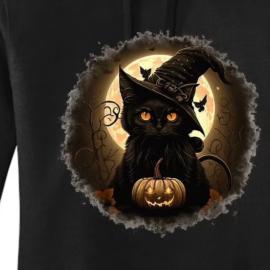 Black Cat Witchy Pumpkin Moon Spooky Halloween Kids Women's Pullover Hoodie