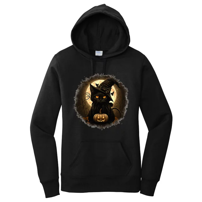 Black Cat Witchy Pumpkin Moon Spooky Halloween Kids Women's Pullover Hoodie