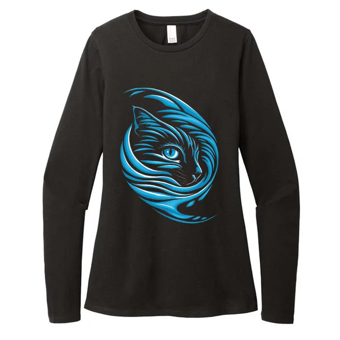 Blue Cat Wave For Kamala 47 Funny Cat Ladies Harris 2024 Womens CVC Long Sleeve Shirt