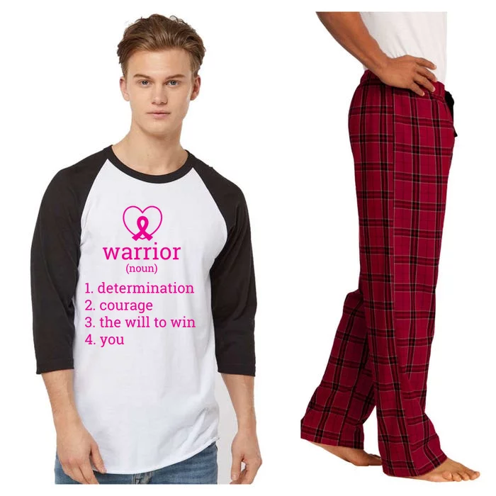 Breast Cancer Warrior Definition Great Gift Pink Heart Ribbon Great Gift Fight G Raglan Sleeve Pajama Set