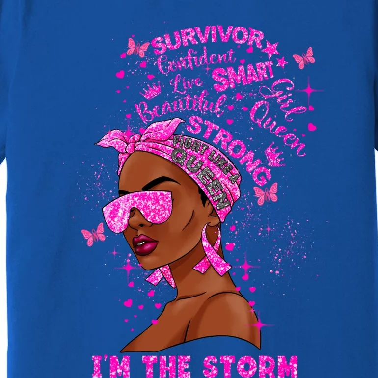 Breast Cancer Warrior Queen Black Melanin Pink Ribbon Gift Premium T-Shirt