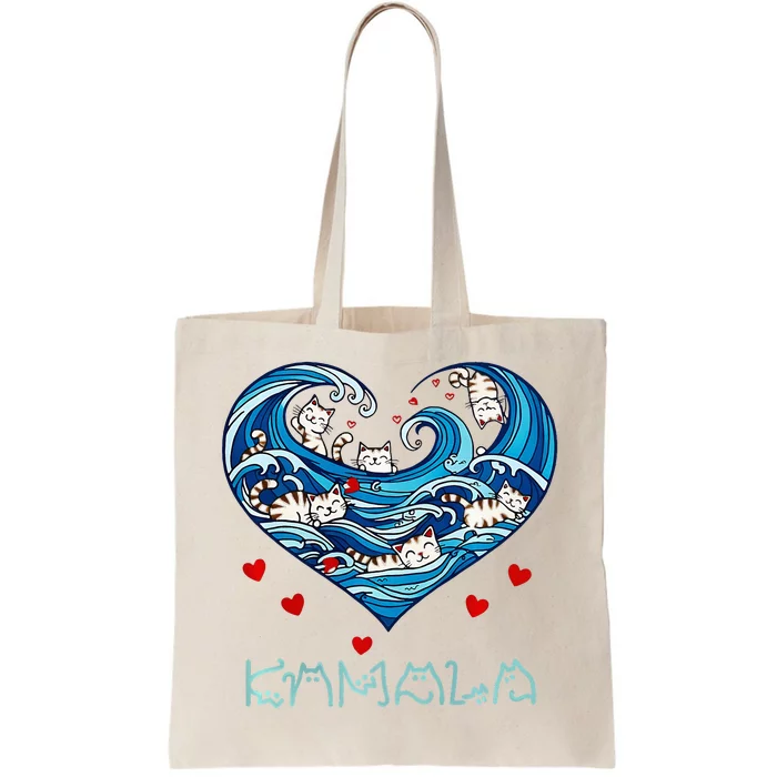 Blue Cats Wave Heart For Kamala Harris Cat Owners Tote Bag