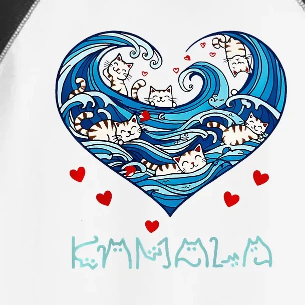 Blue Cats Wave Heart For Kamala Harris Cat Owners Toddler Fine Jersey T-Shirt