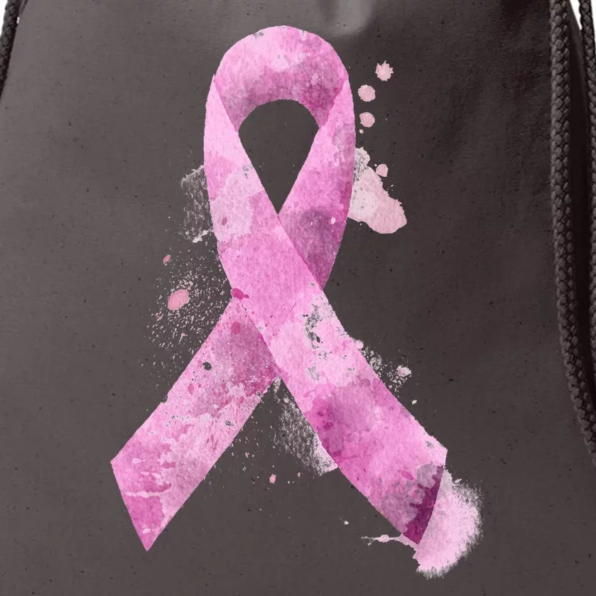 Breast Cancer Watercolor Ribbon Drawstring Bag