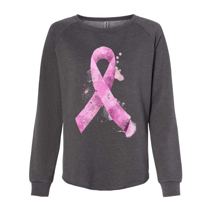 Breast Cancer Watercolor Ribbon Womens California Wash Sweatshirt