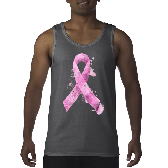 Breast Cancer Watercolor Ribbon Tank Top