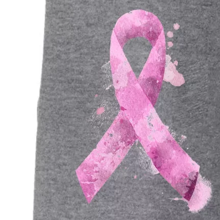 Breast Cancer Watercolor Ribbon Doggie 3-End Fleece Hoodie