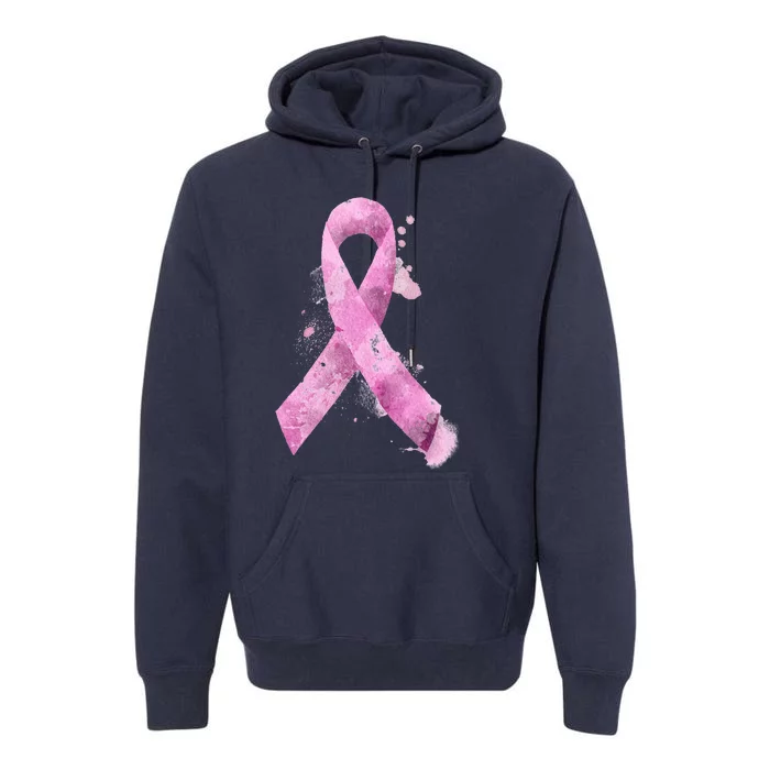 Breast Cancer Watercolor Ribbon Premium Hoodie