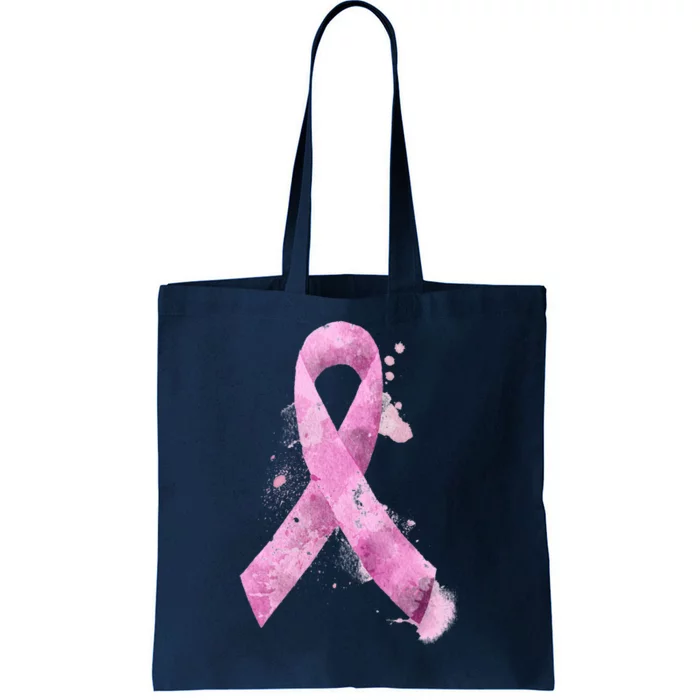 Breast Cancer Watercolor Ribbon Tote Bag