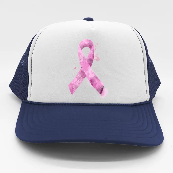 Breast Cancer Watercolor Ribbon Trucker Hat