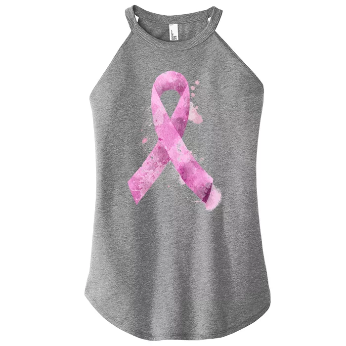 Breast Cancer Watercolor Ribbon Women’s Perfect Tri Rocker Tank