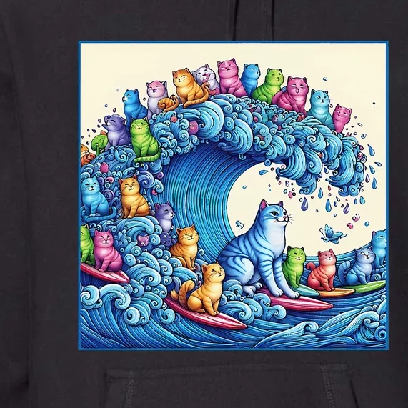 Blue Cats Wave For Kamala Premium Hoodie