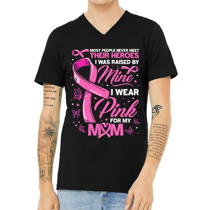 Breast Cancer Warrior Breast Cancer Awareness Pink October V-Neck T-Shirt