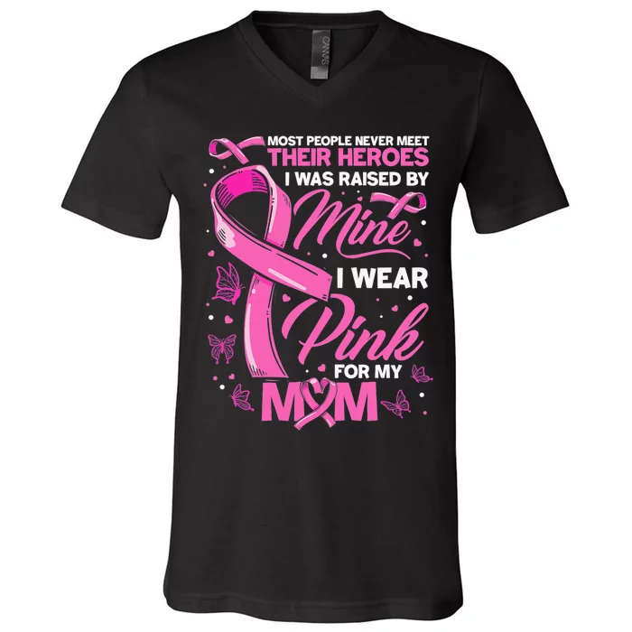 Breast Cancer Warrior Breast Cancer Awareness Pink October V-Neck T-Shirt