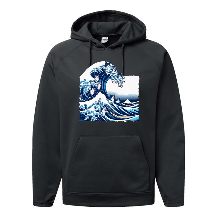 Blue Cats Wave For Kamala Funny Cat Owners Kamala Harris Performance Fleece Hoodie