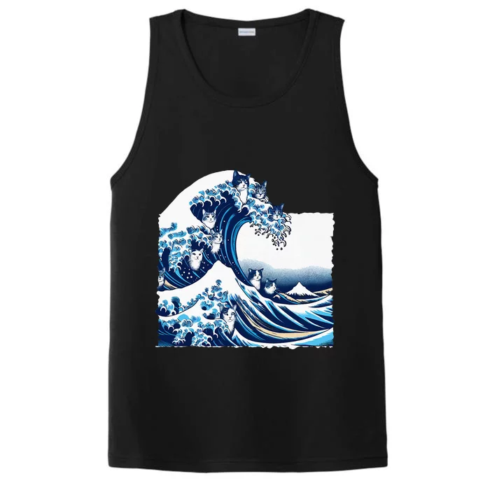 Blue Cats Wave For Kamala Funny Cat Owners Kamala Harris Performance Tank