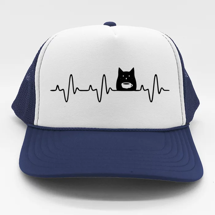 Black Cat With Coffee Cute Cats And Coffee Lover Trucker Hat