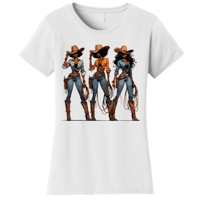 Black Cowgirl Western Rodeo Melanin Black History Texas Women's T-Shirt