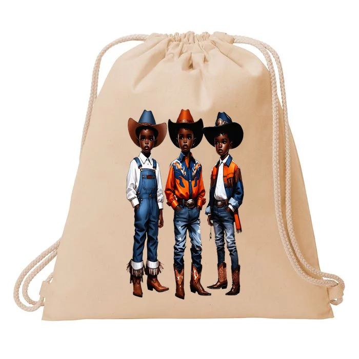 Black Cowboy Western Rodeo Melanin Black History Texas Drawstring Bag