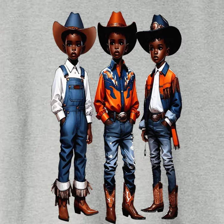 Black Cowboy Western Rodeo Melanin Black History Texas Women's Crop Top Tee