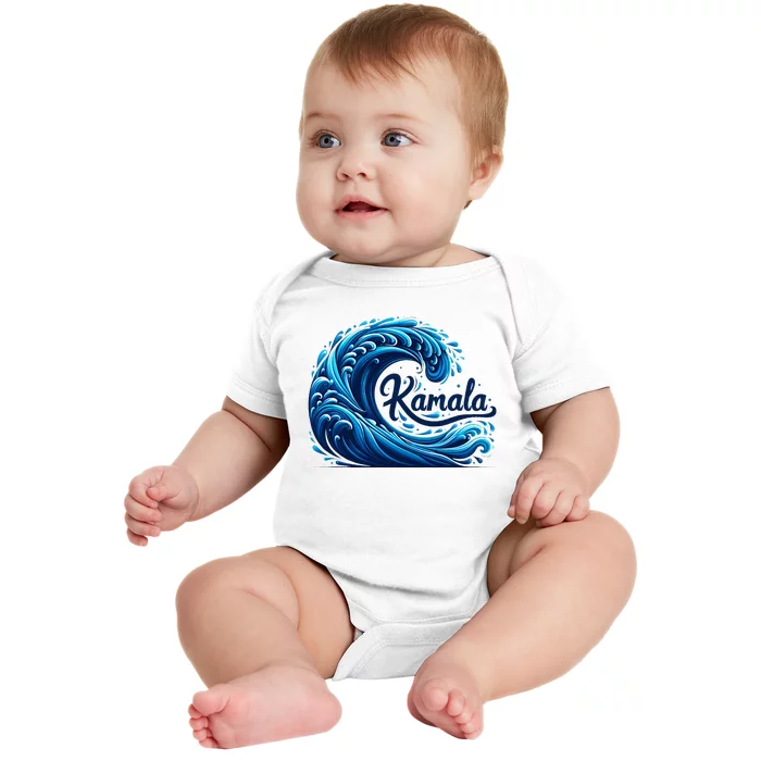 Blue Cats Wave For Kamala Baby Bodysuit